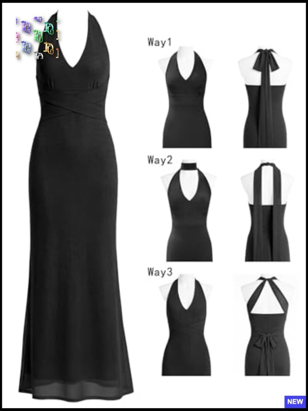 Halter Backless Maxi Dress Floral Mesh Bodycon Elegant Wedding Party Wear - Picture 5 of 7
